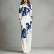 Comfortabele, fitte broek met wijde pijpen en brede pijpen