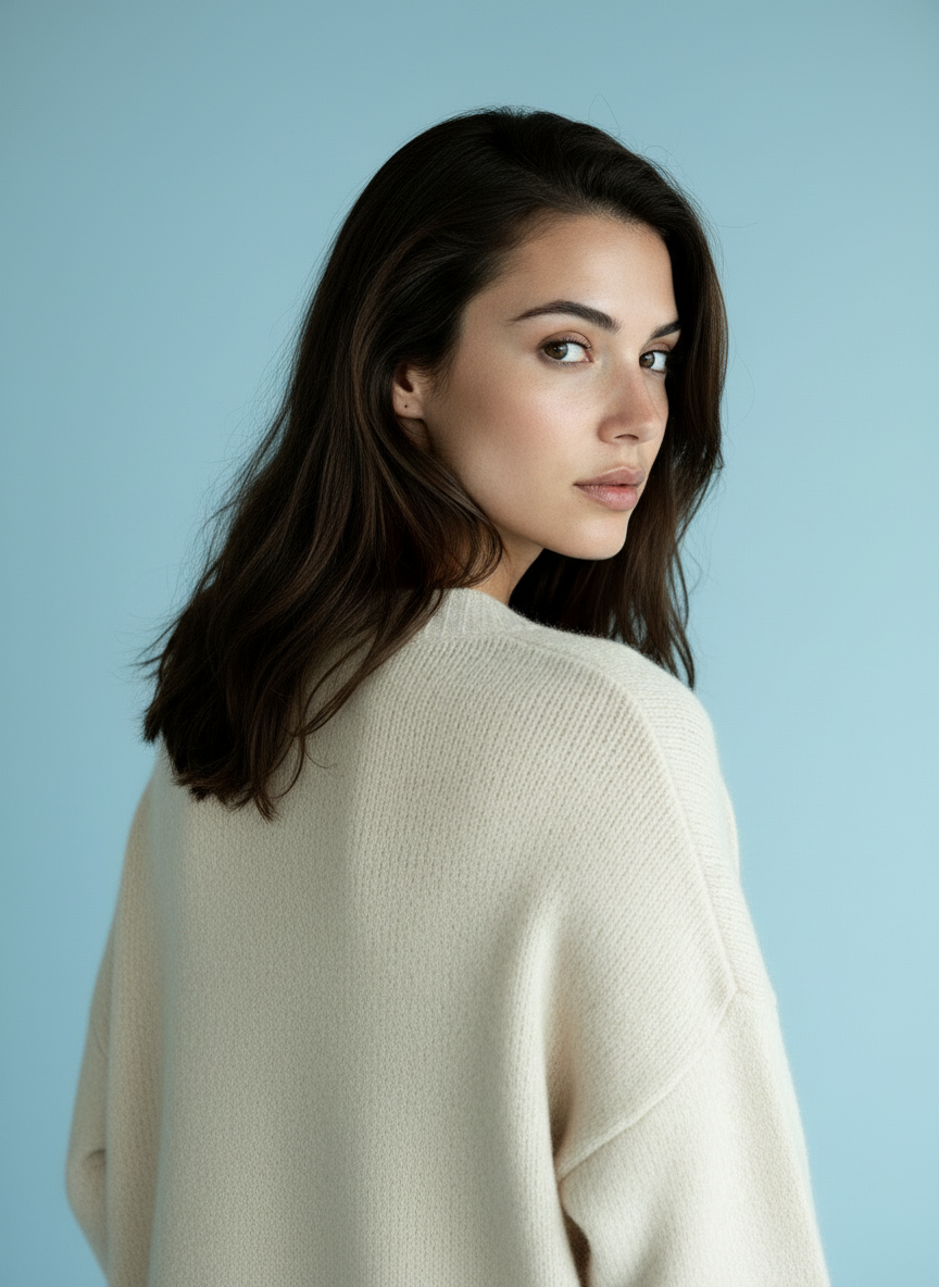 Zachte trui met V-hals