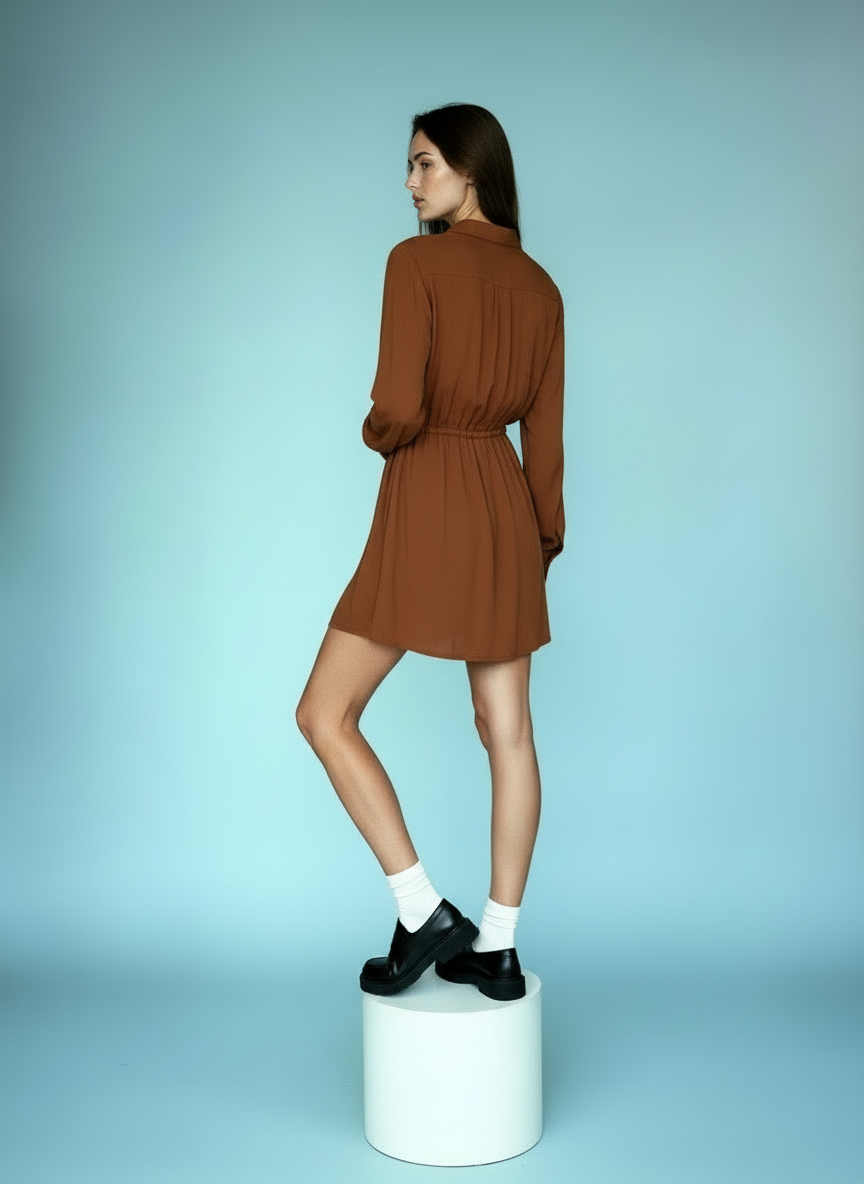 Dames Jumpsuit met Lange Mouwen & Knopen – Shirt Dress Look