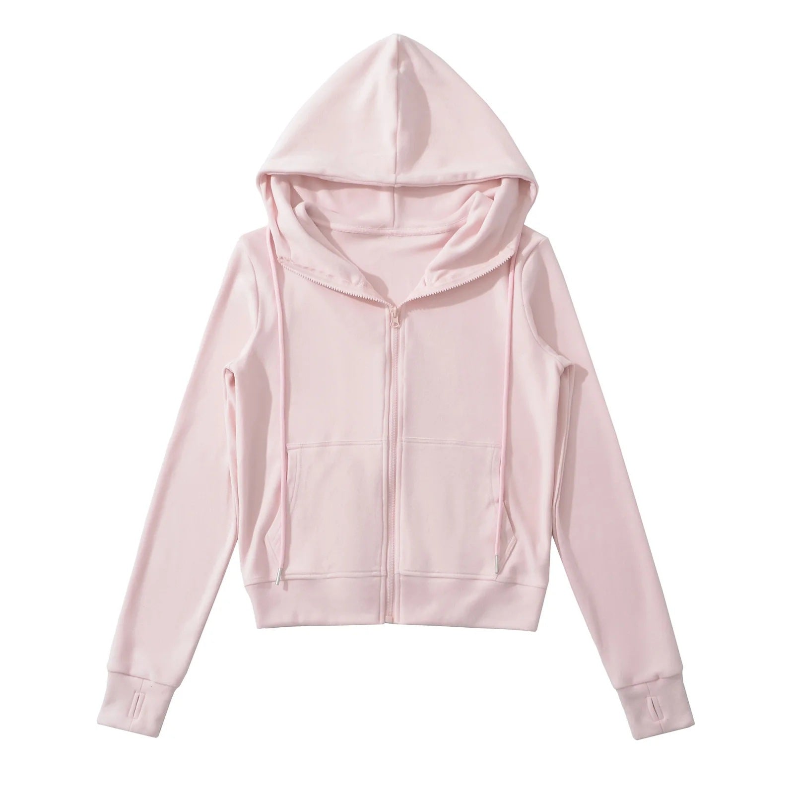 Fleece-Lined Zip Hoodie met Drawstring