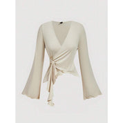 Dames Asymmetrische V-Hals Top – Elegant & Feminien