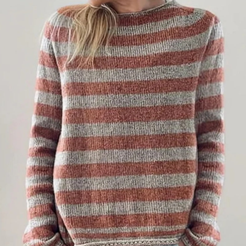 3D digitaal bedrukte dames trui met ronde hals gemaakt van grove naaldstof