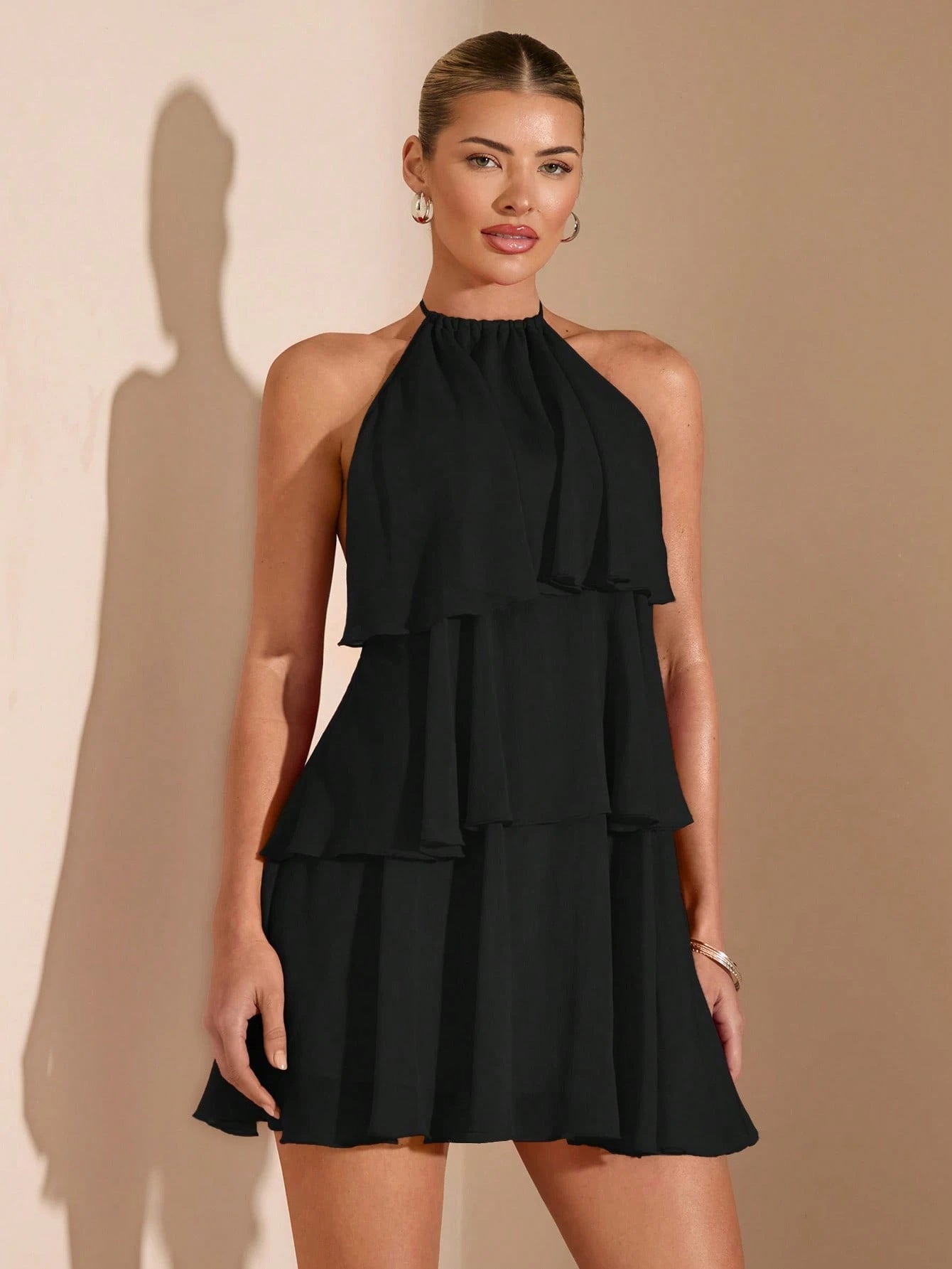 Gelaagde Halterjurk met Volants