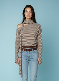 Gestreepte top met sjaaldetail