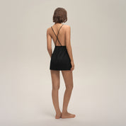 Sexy effen kleur kanten nachtjapon voor dames met effen bandjes