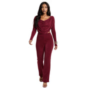 Effen Casual Boothals Top Met Lange Mouwen En Slim-Fit Broek Set