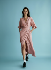 Dames V-hals Maxi Jurk met Tailleaccent