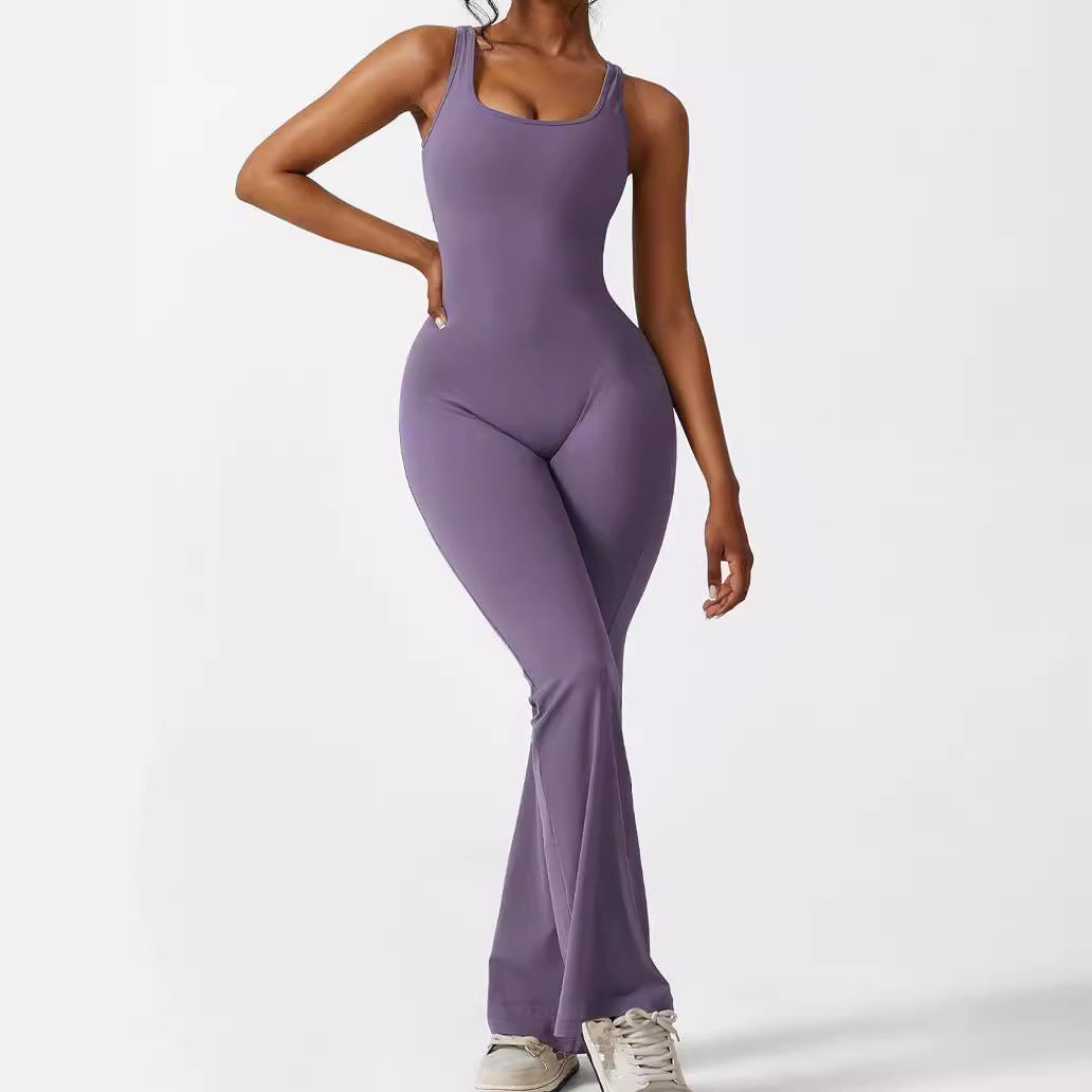 Dames mouwloze flare jumpsuits fitness yoga lange broek