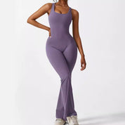 Dames mouwloze flare jumpsuits fitness yoga lange broek