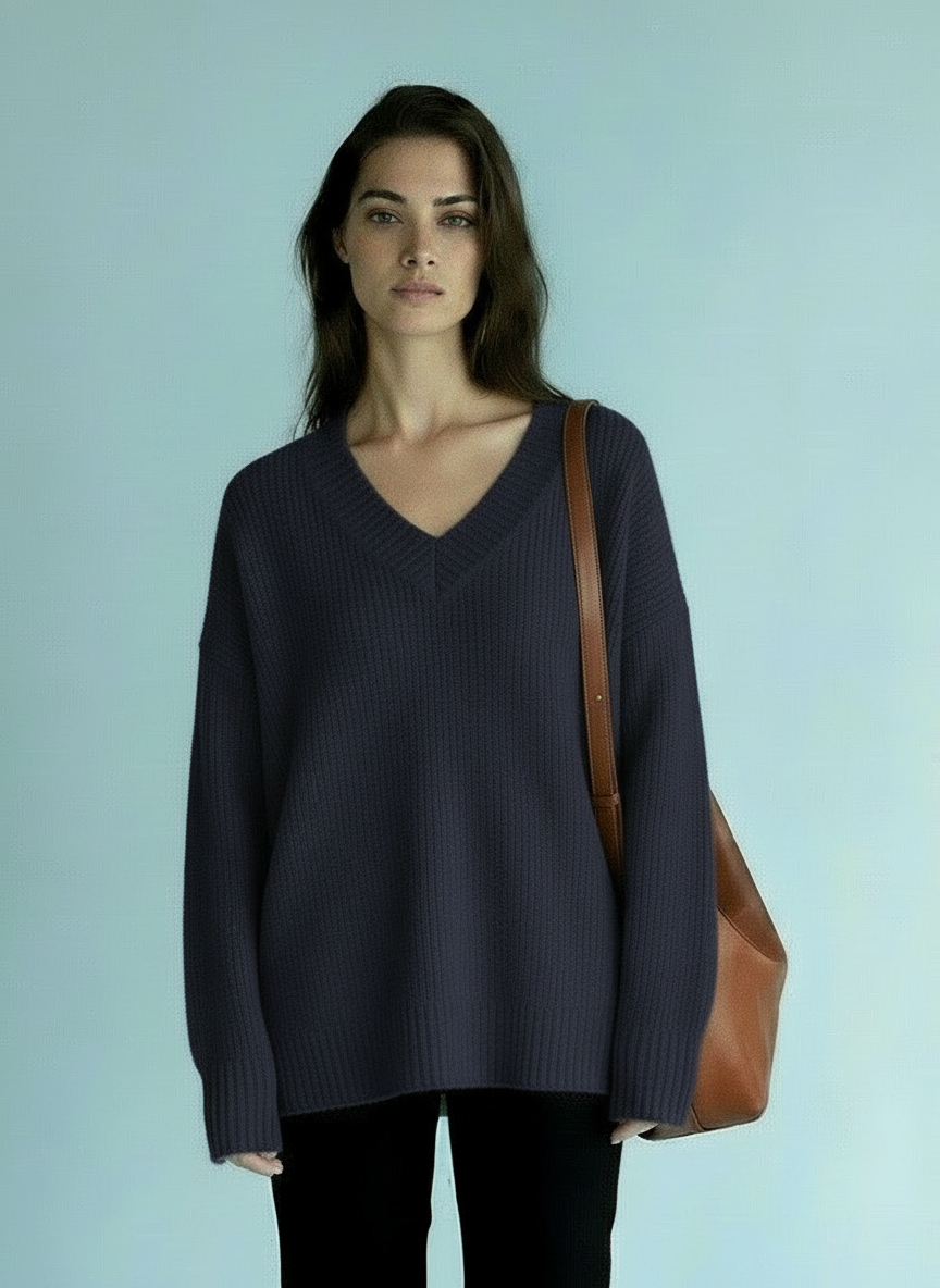 Zachte trui met V-hals