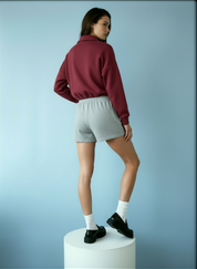 Cropped Hoodie met Rits en Taillekoord