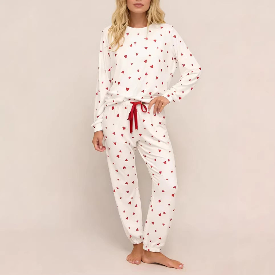 Pyjamaset met veterprint met lange mouwen en lange broek voor loungewear
