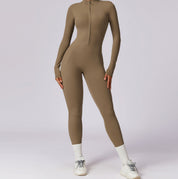 Met fleece gevoerde yoga-jumpsuit met lange mouwen