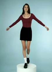 Slim-fit V-hals Trui met Contrastboord – Elegante Alledaagse Stijl