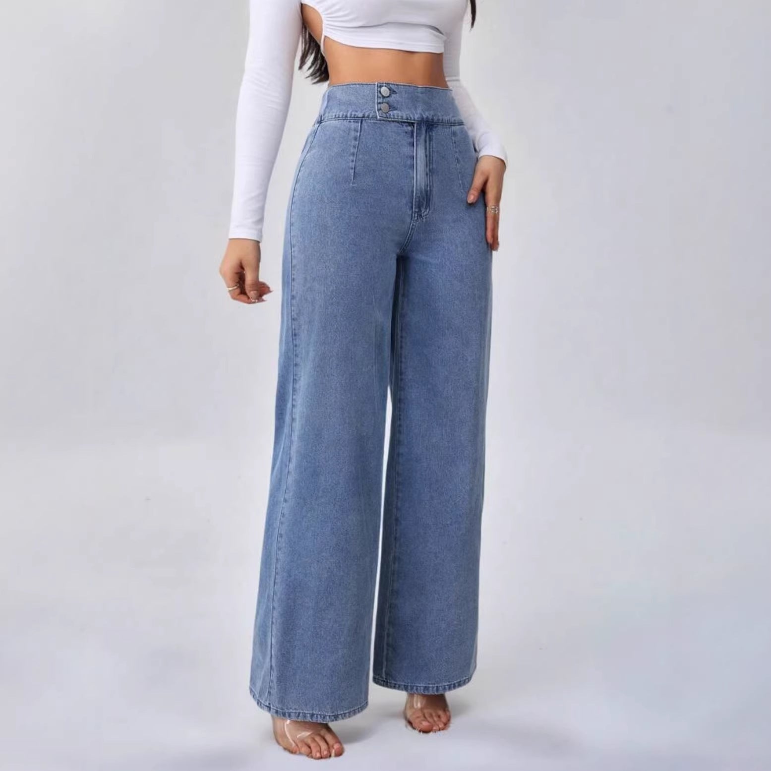Straight-Leg High-Waisted Jeans