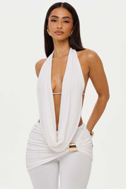 Effen Halter V-hals Set Voor Een Chique Elegante