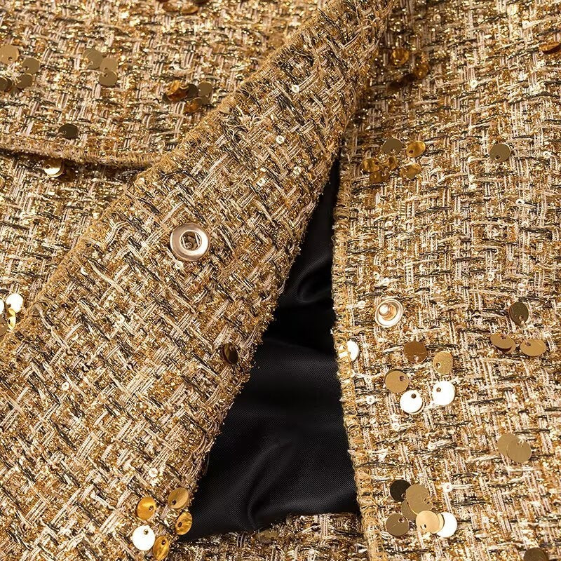 Sequin Tweed Jacket met Luxe Glinsterende Afwerking