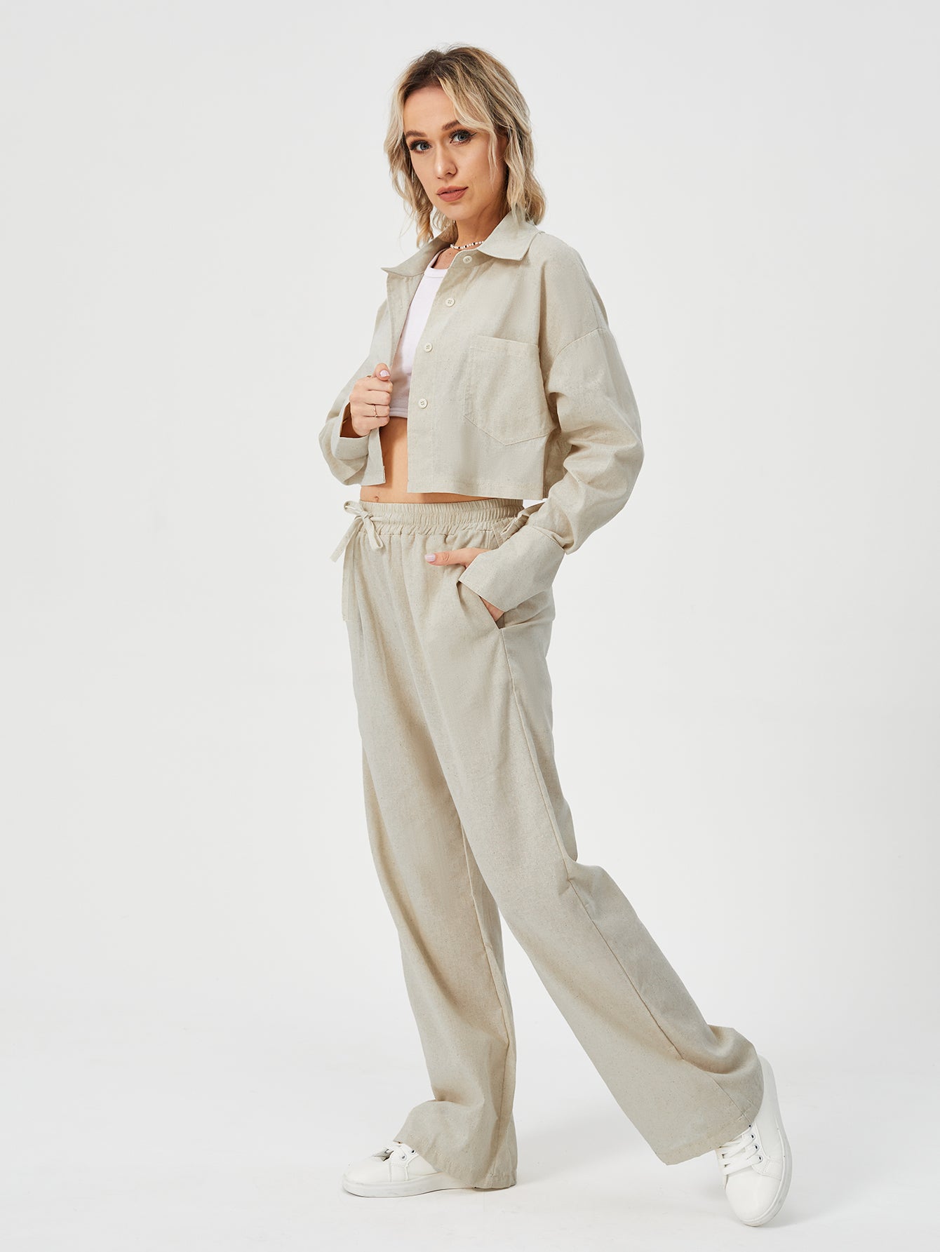 Dames tweedelige outfits lange mouwen button down wijde pijpen loungewear pyjama set