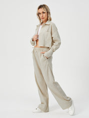Dames tweedelige outfits lange mouwen button down wijde pijpen loungewear pyjama set