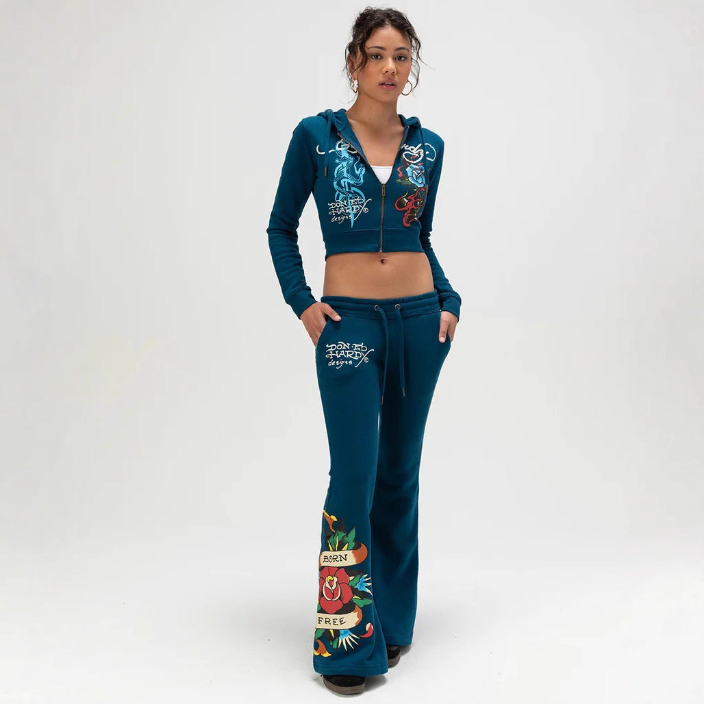 Trendy Uitlopende Broek Met Een Bedrukt Ontwerp