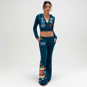 Trendy Uitlopende Broek Met Een Bedrukt Ontwerp