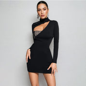 Bodycon-jurk Voor Dames Met Verfraaide Uitgeholde Panelen En Gesplitste Details