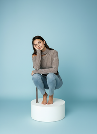 Gestreepte top met sjaaldetail