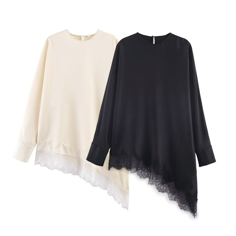 Asymmetrische Blouse met Kantdetail