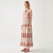 Dames kanten jurk met V-hals en mouwloos ontwerp