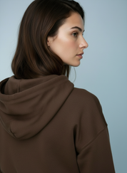 Cropped hoodie met brede tailleband