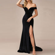 Stijlvolle elegante en verfijnde split-jurk in effen kleur voor dames