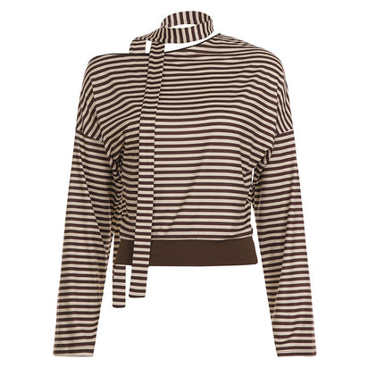 Gestreepte top met sjaaldetail