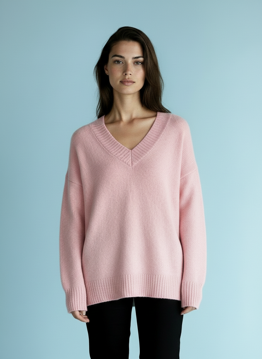 Zachte trui met V-hals