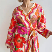 Elegante linnen losse strikjurk