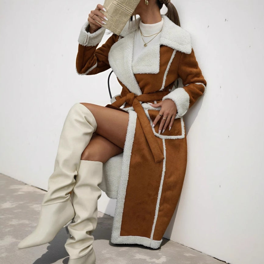 Lange Teddy-Fleece Mantel met Gevoerde Binnenkant – Warm & Stijlvol voor de Winter