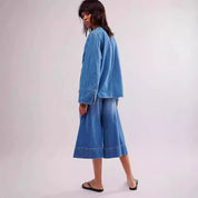 Veelzijdig gewassen spijkeroverhemd met lange mouwen en zak