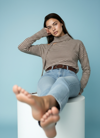 Gestreepte top met sjaaldetail