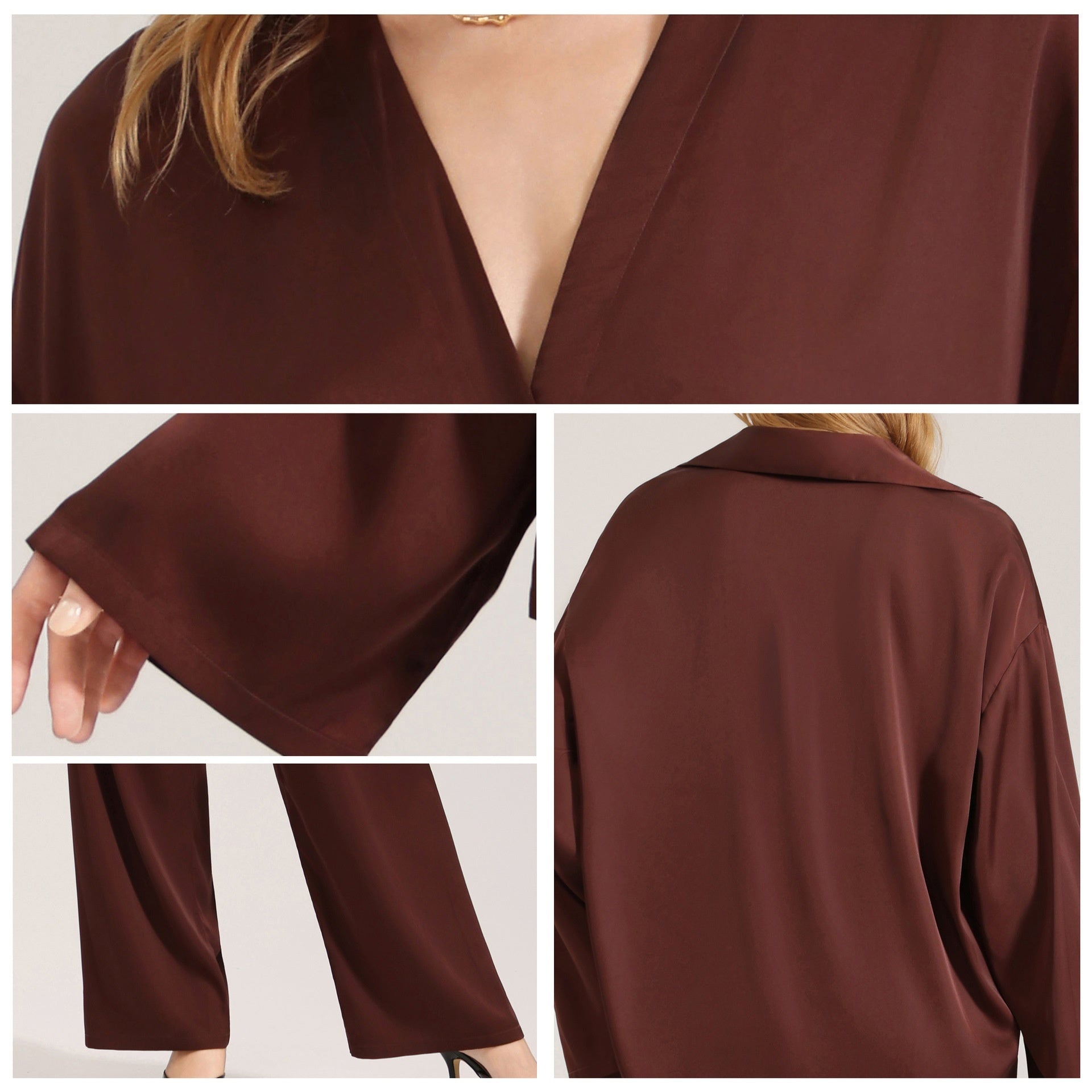 Dames chiffon pyjama casual loungewear set met lange mouwen