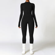 Warme rits jumpsuit met lange mouwen Yoga Fitness sportbroek Ademende bodysuit