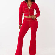 Stijlvolle casual effen kleur vest met capuchon tweedelige set