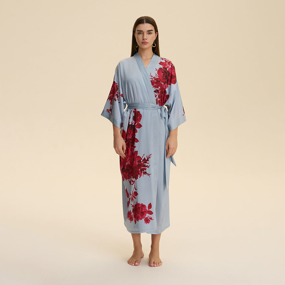 Nieuwe satijnen plus size pyjama voor dames lichtgewicht loungewear gewaad