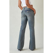 Gewassen Distressed Slim-fit Vintage-stijl Bootcut Jeans