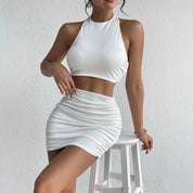 Dames high-end casual comfortabele halterhals bodycon set