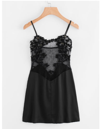 Lace See-Through Camisole Nightdress met Zachte Glans