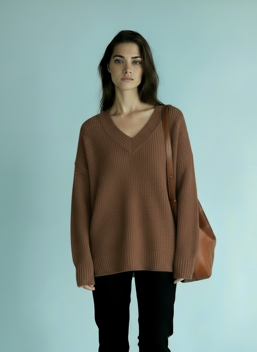 Zachte trui met V-hals