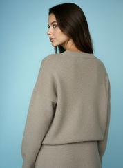 Dames Gebreide Set – Trui & Mini Rok met Hoge Taille