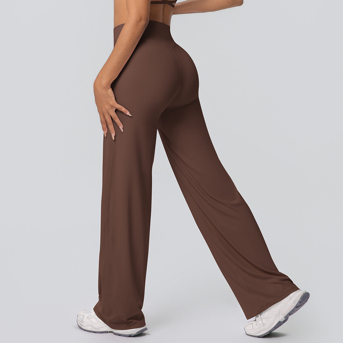 High-Waist Yoga Wide-Leg Pants met Zachte Brushed Finish