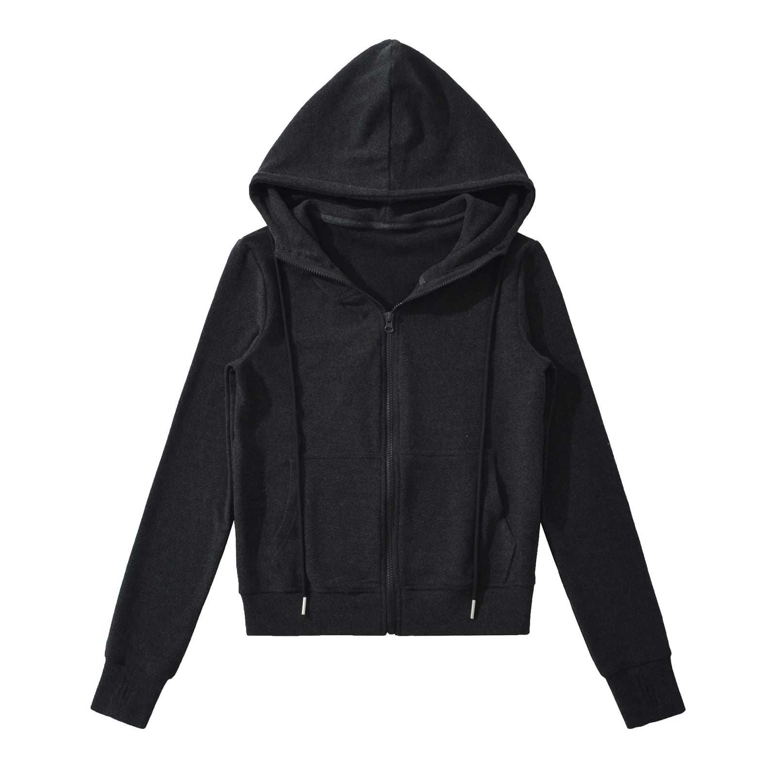 Fleece-Lined Zip Hoodie met Drawstring