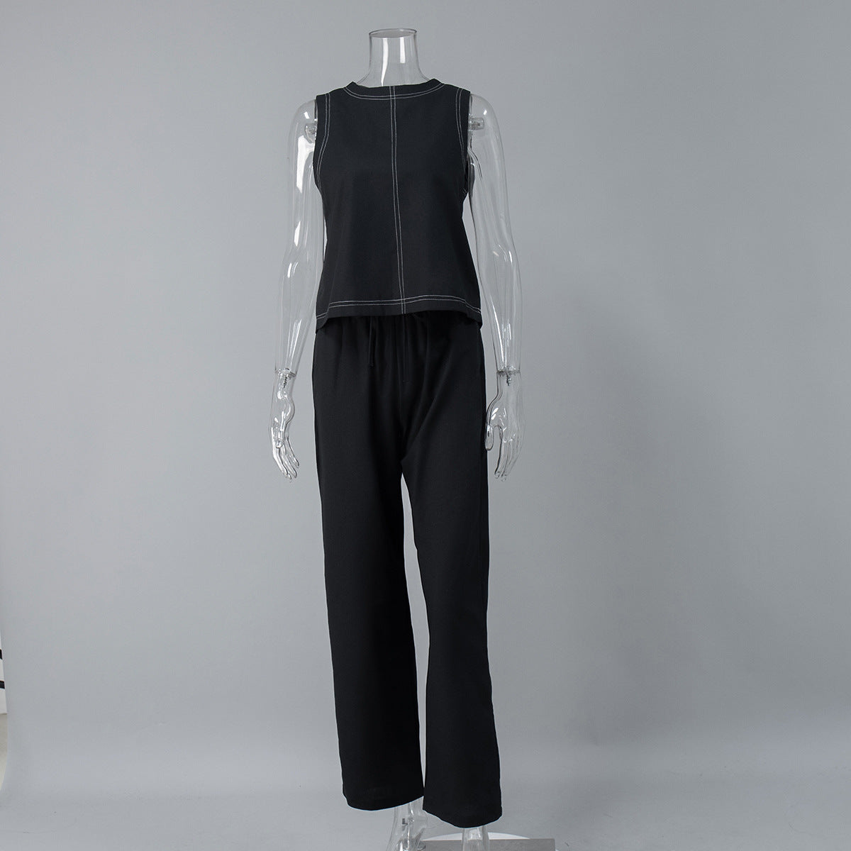 Nieuwe casual set met wijde pijpen en mouwloos vest