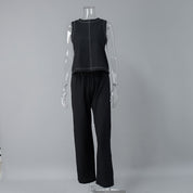 Nieuwe casual set met wijde pijpen en mouwloos vest